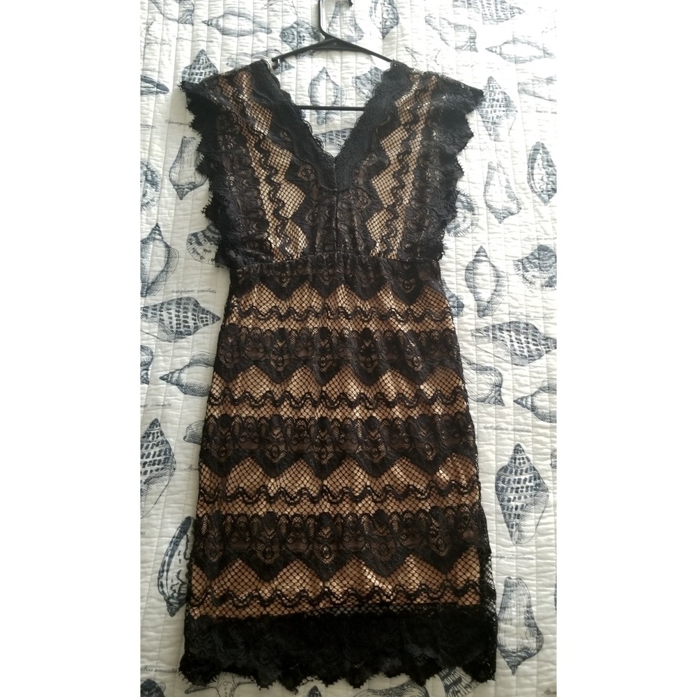 Stella Luce Black and Nude Lace Dress